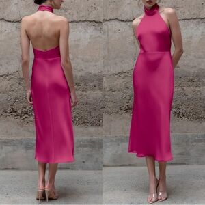 Jenny Yoo Nicolette Halter Satin Dress